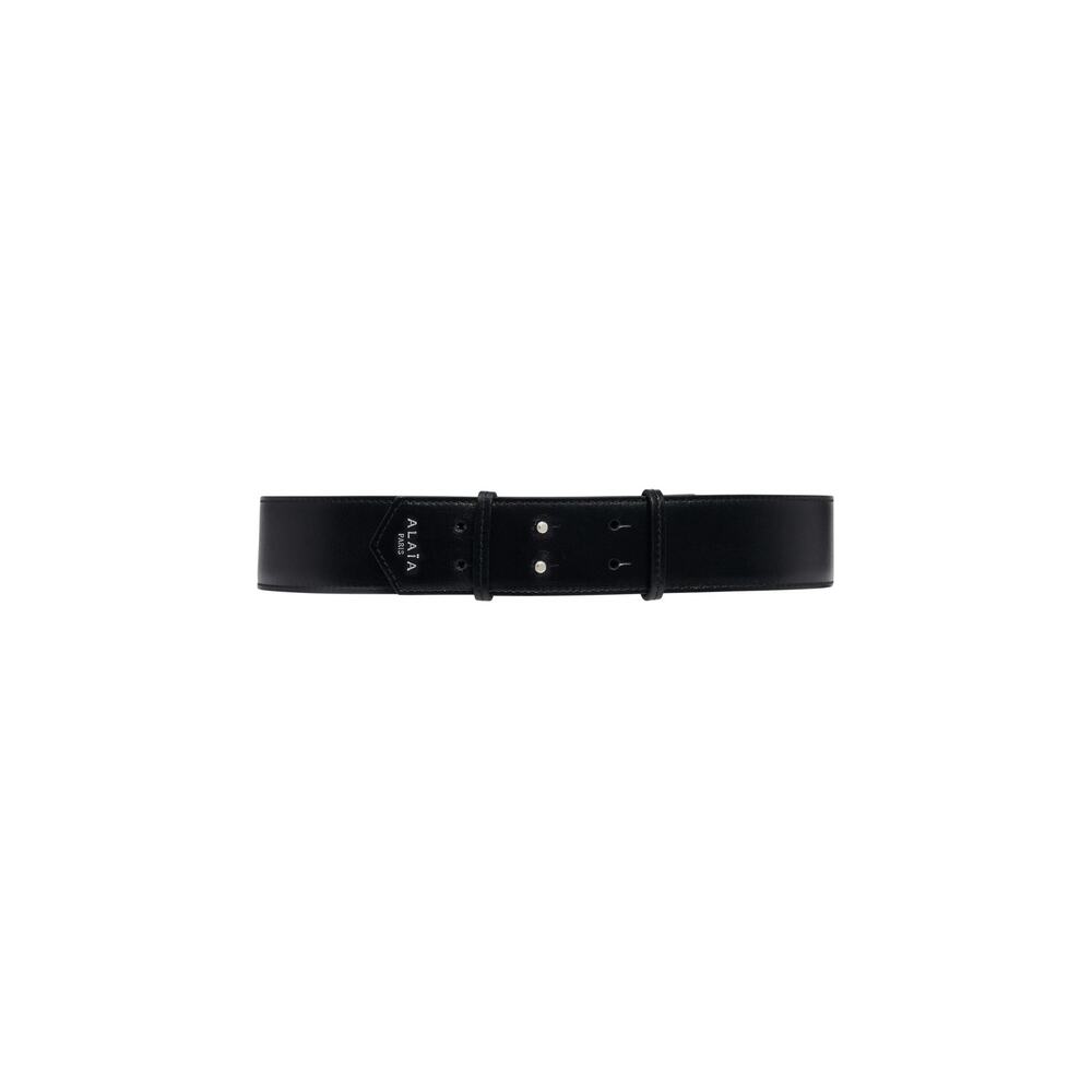 Alaia One Piece Black Leather Belt Size 70 CM